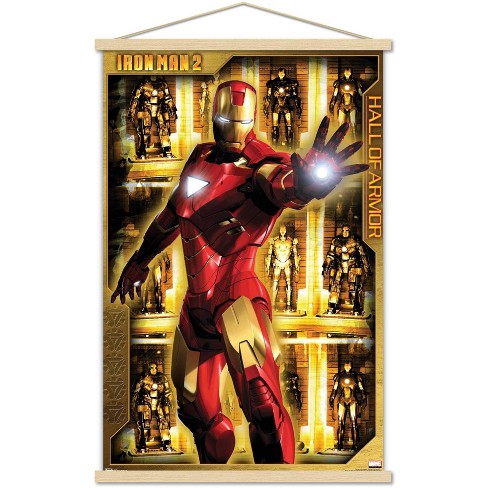 Trends International Marvel Cinematic Universe Iron Man 2 Hall Of Armor Premium Framed Wall Poster Prints Beechwood Hanger Bundle 22 375 X 34 Target