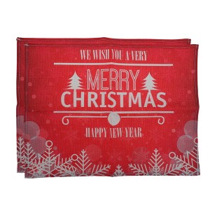 Unique Bargains Christmas Place Mats Linen Red White 13" x 17.7" 2 Pcs - 1 of 4