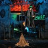 Tangkula Witch with Broomstick Halloween Animatronic Life Size Animated Halloween Prop with Laughing and Screaming Sound LED Lights - 3 of 4