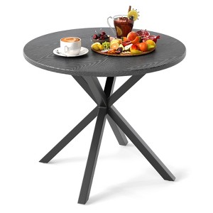Tangkula 34 Inch Round Patio Bistro Table w/ Wood-Like Top & X-Shaped Legsfor Outside - 1 of 4