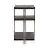 Modern Three-Tier Accent Table - Mango Wood & Stainless Steel Side Table for Home or Office - Dark Chocolate Finish, 24 Inches - 3 of 4