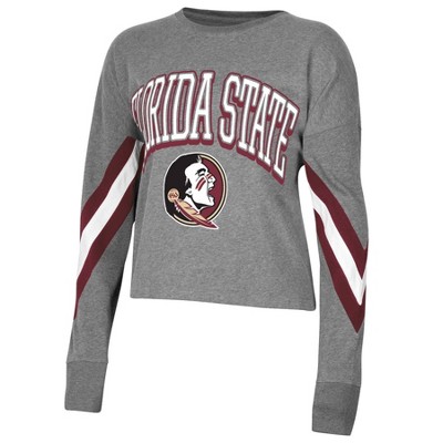 NCAA Florida State Seminoles Women's Long Sleeve Striped Gray T-Shirt - L