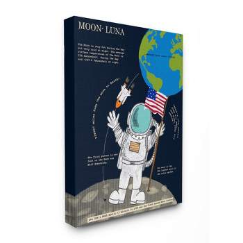 Stupell Industries Solar System Moon Facts Astronaut In Space Gallery Wrapped Canvas Wall Art, 24 x 30