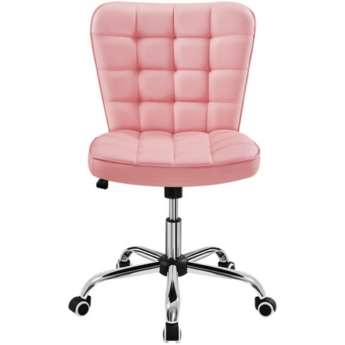 Yaheetech Modern Mid back Office Chair Armless Desk Chair Pink