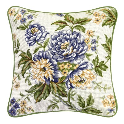 C&F Home 14" x 14" Blue Brianna Needlepoint Pillow