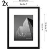 Americanflat 9x12 Picture Frame in Black - Displays 6x8 With Mat and 9x12 Without Mat - Horizontal and Vertical Formats for Wall and Tabletop 2 Pack - 2 of 4
