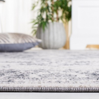 Ivory and Gray Synthetic Square Area Rug 6'7"