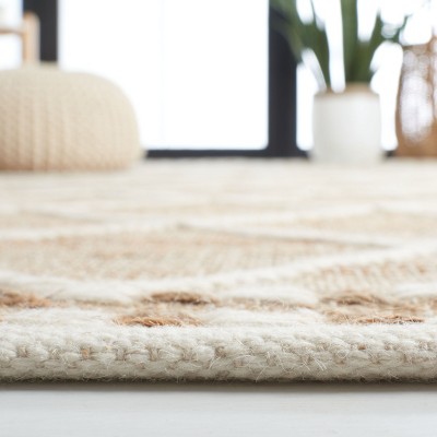 Ivory Diamond Pattern Handmade Wool Square Rug, 6' x 6'