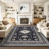 Indoor Vintage Medallion Printed Area Rugs for Living Room Retro Decor Thin Washable Non Slip Low Pile Soft Carpet for Bedroom - 4 of 4