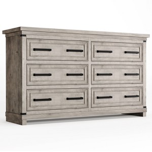 6 Drawer Dresser, Farmhouse Chest of Drawers, Wooden Dresser for Bedroom with Metal Handle, Storage Organizer for Living Room, Entryway - 1 of 4
