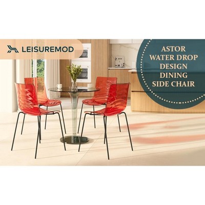 Astor Transparent Red Acrylic Dining Chair with Metal Legs