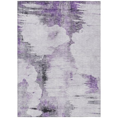 Purple Lavender And Gray Abstract Washable Indoor Outdoor Area Rug