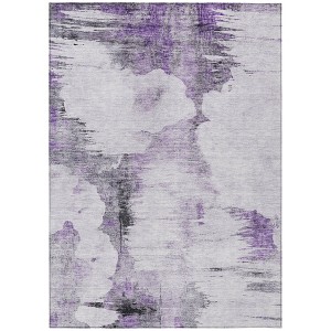 Purple Lavender And Gray Abstract Washable Indoor Outdoor Area Rug - 1 of 4
