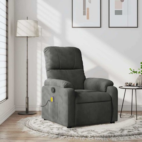 VidaXL Massage Recliner Chair Dark Gray Microfiber Fabric - image 1 of 4