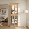 SpassWay 71"H Lighted Cabinet With Adjustable Shelves Lighted Corner Curio Suitable for Living Room Cherry white Oak - 2 of 4