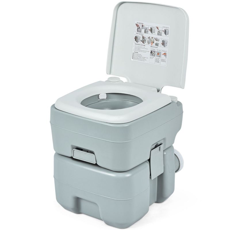 Costway 5.3 Gallon 20L Outdoor Portable Toilet w/ Level Indicator for RV Travel Camping, 1 of 11