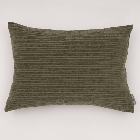 Mustard Yellow Grey White Striped Lumbar Pillows Linen Textured