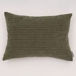 14"x20" Oversize Opulence Woven Striped Lumbar Throw Pillow Green - Evergrace
