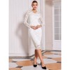 INSPIRE CHIC Women's Floral Lace V Neck Long Sleeve Cocktail Wedding Bodycon Dress - 2 of 4