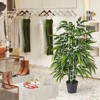Tangkula 50" Tall Artificial Potted Tree w/3 PE Bamboo Trunk Flush Leaves Realistic Soil - 2 of 4