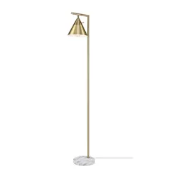 65" Faux Marble Tristan Dimmable Floor Lamp with Task Shade Matte Brass - Globe Electric