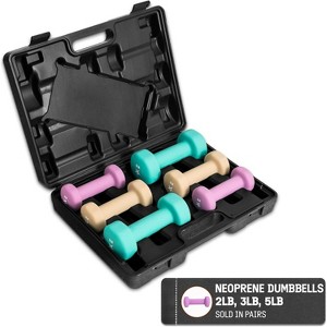 Hex Dumbbell Set with Storage Rack, Anti-Roll & Anti-Slip Hand Weights, Multiple Weight Options - 1 of 4
