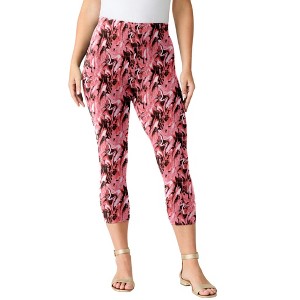 Roaman's Plus Size Essential Stretch Capri Legging - 1 of 4