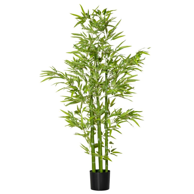 HOMCOM 5FT Artificial Bamboo Tree, Faux Decorative Plant in Nursery Pot for Indoor or Outdoor Décor, 1 of 7