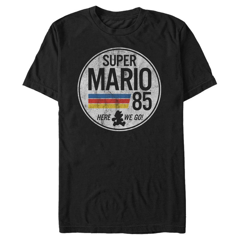 Men's Nintendo Super Mario Retro Rainbow Ring  T-Shirt - Black - 1X Big Tall, 1 of 3