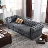 88.5" Faux Leather Round Arm Chesterfield Sofa with Bronze Nailhead Trim - 2 of 4