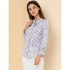 Allegra K Women's Vintage Floral Tie Neck Long Sleeve Ruffled Collar Peasant Blouse - 4 of 4