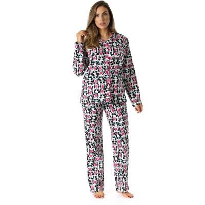 #FollowMe Printed Flannel Button-Front PJ Pant Set  Classic, Cozy Sleepwear