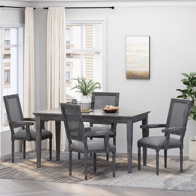 Set of 4 Maria French Country Wood and Cane Upholstered Dining Chairs - Christopher Knight Home