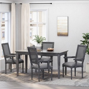 Set of 4 Maria French Country Wood and Cane Upholstered Dining Chairs - Christopher Knight Home - 1 of 4