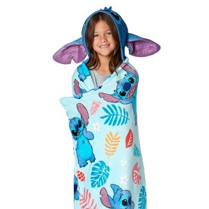 Disney Lilo and Stitch Costal Fun Hooded 3D Sculpted Hood Silk Touch Throw Blanket 40X50 Inches - 1 of 4