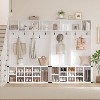 Hall Tree with Bench and Shoe Storage, 4-in-1 Tall Wood Farmhouse Entryway Bench Coat Rack, Adjustable Shelf - 3 of 4