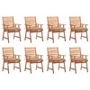 vidaXL - Solid Acacia Wood Patio Dining Chair Set of 8 with Cushions, Rustic-Style, Outdoor Furniture for Garden, Terrace, or Patio - 2 of 4
