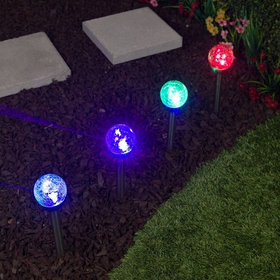 15" Solar Glass Ball Pathway LED Lights Set of 4