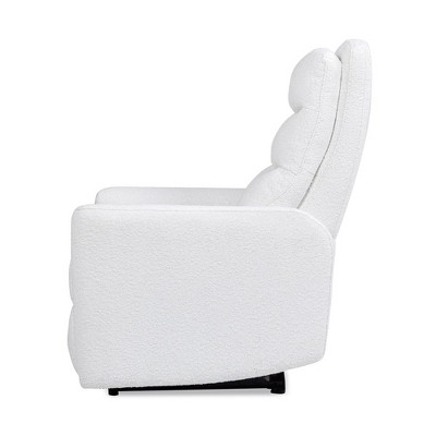 Chiffon White Power Recliner with Boucle Upholstery