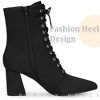Perphy Women's Pointy Toe Lace Up Block Heel Ankle Boots - 4 of 4