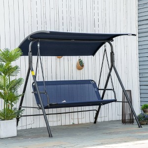 Sapphtopaz Porch Swing Set for Backyard 3-Person Patio Swing Bench with Adjustable Canopy Hanging Chair with Stand for Patio, Backyard, Terrace - 1 of 4