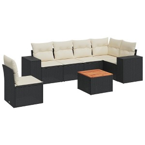 vidaXL Garden Sofa Set Black, Cream White - 1 of 4