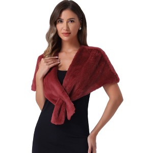 INSPIRE CHIC Women's Retro Winter Bridal Wedding Cropped Faux Fur Shawls - 1 of 4
