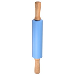 Unique Bargains Silicone Smooth Wooden Handle Non-Stick Kitchen Rolling Pin - 1 of 4