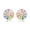 Guili Pinwheel Sterling Silver with Multi-Colored or Colored Cubic Zirconia Pinwheel Stud Earrings for a Fun, Playful, and Elegant Sparkling Appeal - 3 of 3