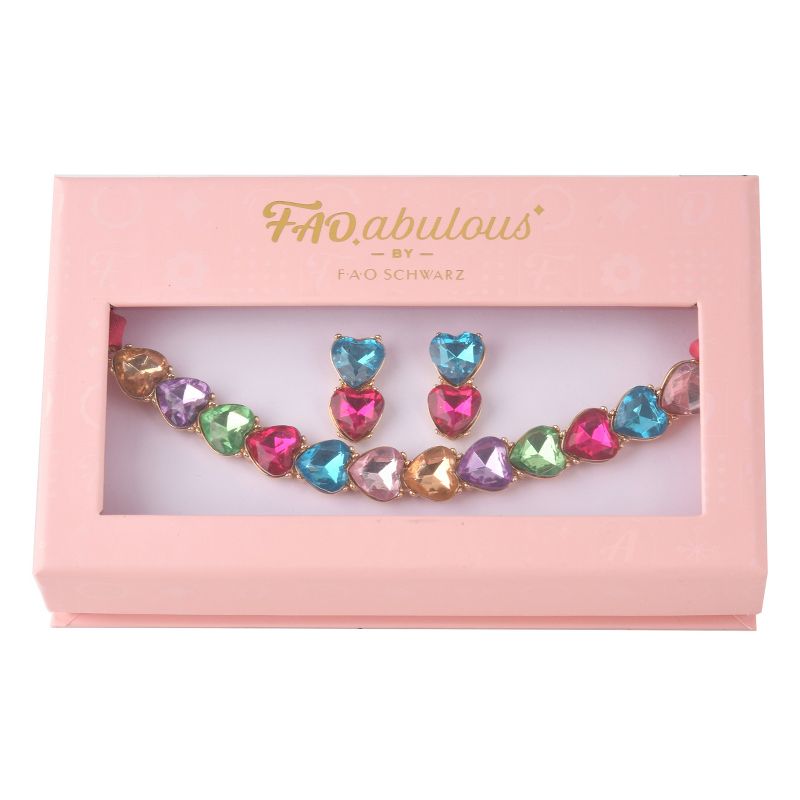 FAOabulous by FAO Schwarz Girls 2pk Stone and Ribbon Necklace and Earring Set, 3 of 4
