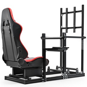 Dardoo Aluminum Racing Sim Cockpit with Adjustable Red Seat & Monitor Stand,fit for Logitech,Thrustmaster T300,Fanatec(Wheel/Pedals Not Included) - 1 of 4