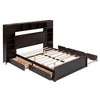 Queen Size Wooden Bed With All-in-One Cabinet Shelf and Sockets  Twin XL Trundle  White - 3 of 4