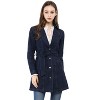 Allegra K Women's Notched Lapel Belted Trench Long Denim Jacket - 2 of 4