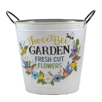 Direct International 12.5 Inch Sweet Bee Metal Bucket Decor Catchall Trash Can Decorative Buckets